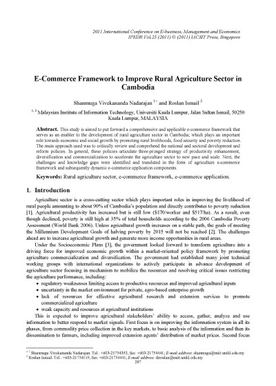 E-Commerce Framework to Improve Rural Agriculture Sector in Cambodia