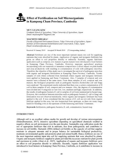 Effect of Fertilization on Soil Microorganisms in Kampong Cham Province, Cambodia